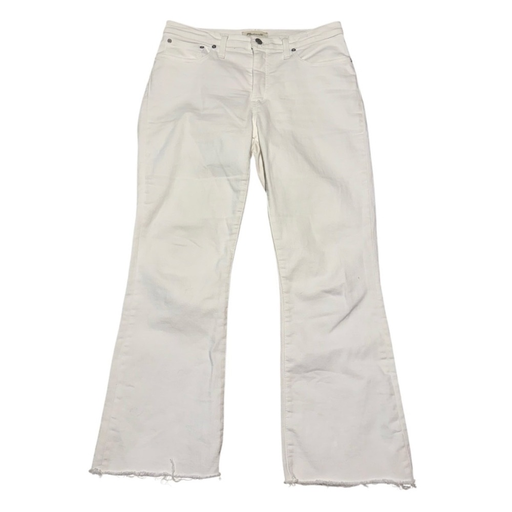 Madewell Women's Cali Demi Boot Flare White Jeans Size 29 Raw Hem